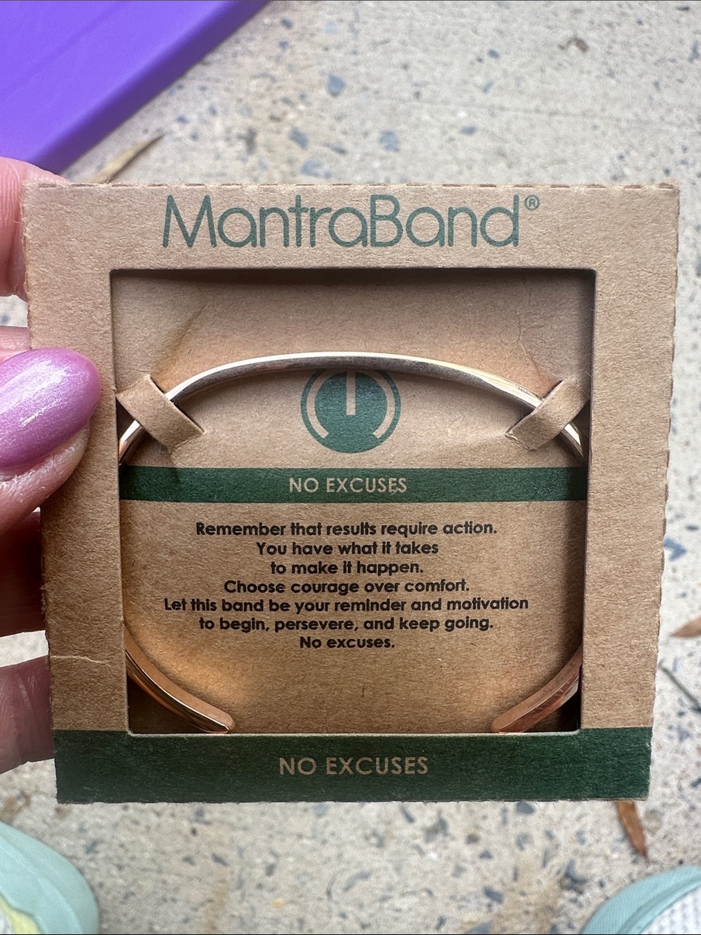 MantraBand Rose Gold "No Excuses" Cuff Bracelet